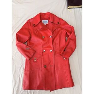 Miss Holly Vintage Expanded Vinyl Cherry Red Retro Coat Size 14